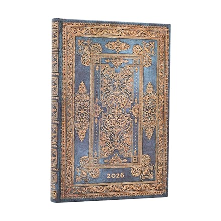 2026 Blue Luxe (Luxe Design) Mini 12-month Horizontal Hardcover Flexi Dayplanner 2026 (Elastic Band Closure)