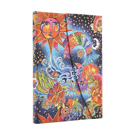 2026 Celestial Magic (Whimsical Creations) Mini 12-month Horizontal Hardcover Flexi Dayplanner 2026 (Wrap Closure)