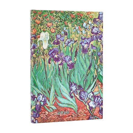 2026 Van Gogh's Irises Mini 12-month Horizontal Hardcover Flexi Dayplanner 2026 (Elastic Band Closure)