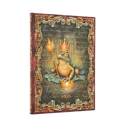 2026 The Brothers Grimm, Frog Prince (Fairy Tale Collection) Midi 12-month Horizontal Hardcover Flexi Dayplanner 2026 (Elastic Band Closure)