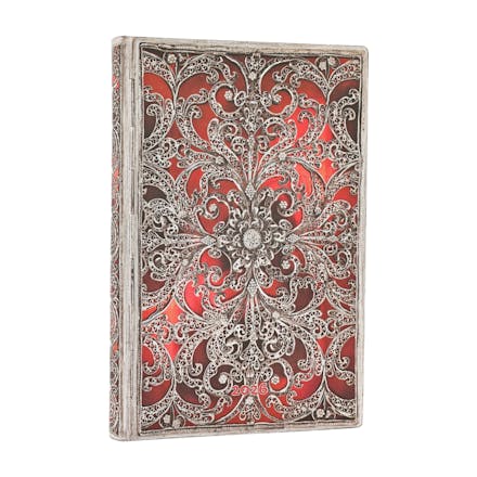 2026 Garnet (Silver Filigree Collection) Mini 12-month Horizontal Softcover Flexi Dayplanner 2026 (Elastic Band Closure)