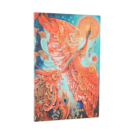 2026 Firebird (Birds of Happiness) Maxi 12-month Horizontal Softcover Flexi Dayplanner 2026 (Elastic Band Closure)
