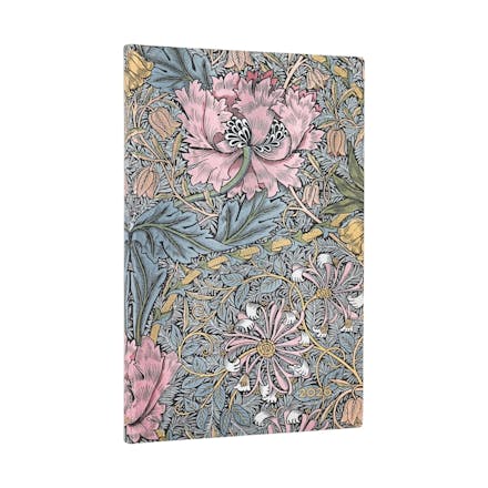 2026 Morris Pink Honeysuckle (William Morris) Maxi 12-month Horizontal Softcover Flexi Dayplanner 2026 (Elastic Band Closure)