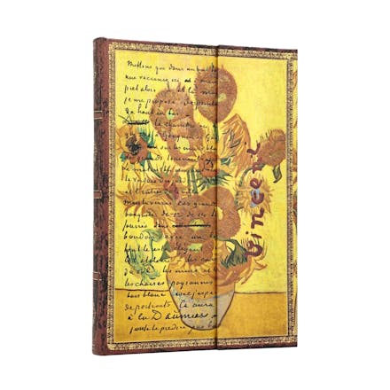 Van Gogh Sunflowers (Embellished Manuscripts Collection) Midi Lined Hardcover Journal (Elastic Band Closure)