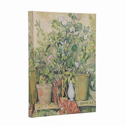 2027 Cezanne s Terracotta Pots and Flowers Midi 18-Month Hardcover Dayplanner (Elastic Band Closure) Horizontal