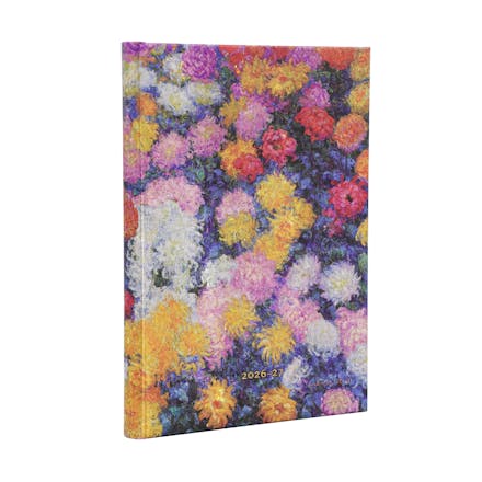 2027 Monet s Chrysanthemums Midi 18-Month Hardcover Dayplanner (Elastic Band Closure) Horizontal