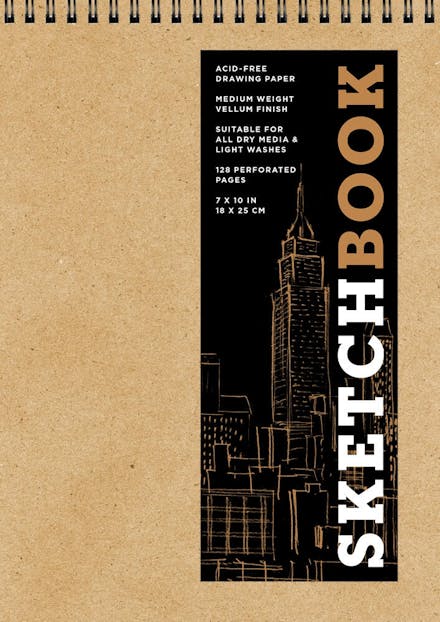 Sketchbook 7 x 10" Fliptop Landscape Kraft Spiral Hardcover Mixed Media Sketchbook for Drawing