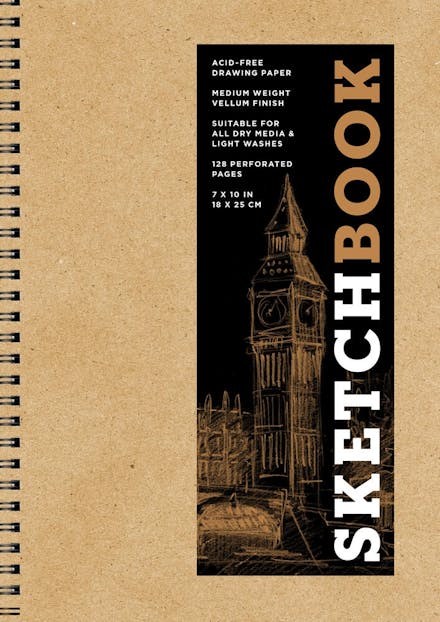 Sketchbook 7 x 10" Kraft Spiral Hardcover Mixed Media Sketchbook for Drawing